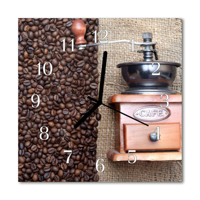 Glass Wall Clock Coffee Grinder Food and Drinks Brown