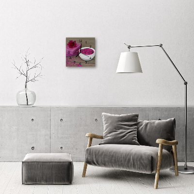 Glass Wall Clock Flower flower pink