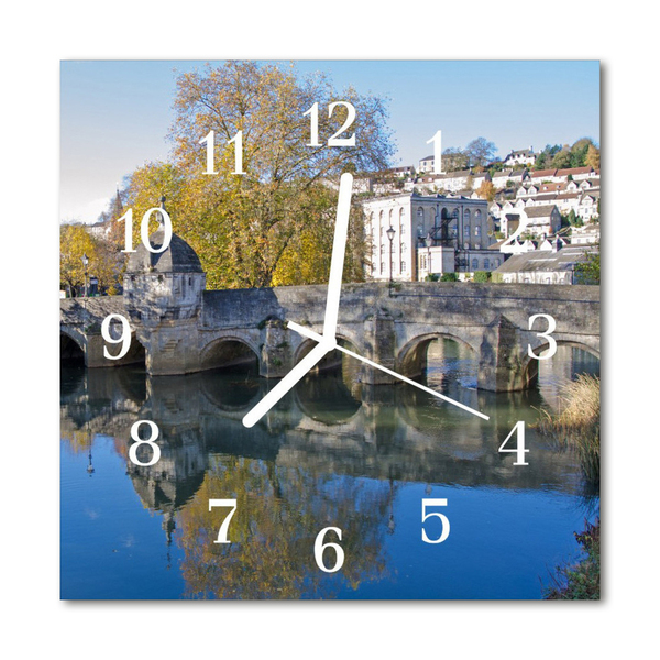 Glass Wall Clock Bridge Architecture Multi-Coloured