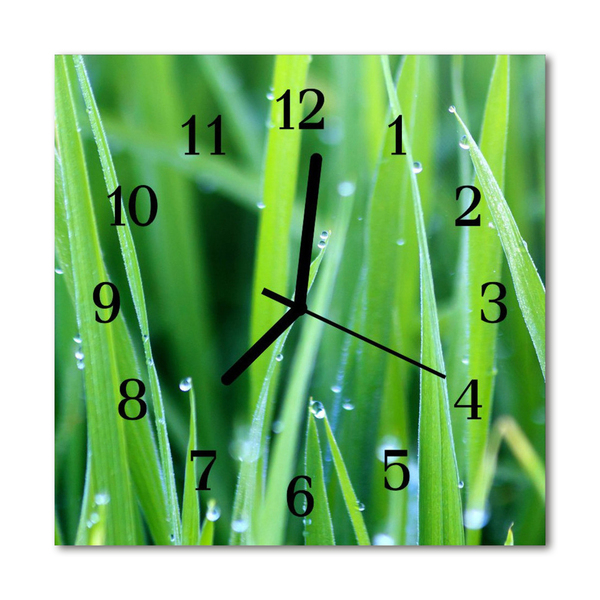 Glass Wall Clock Grass dew grass dew green