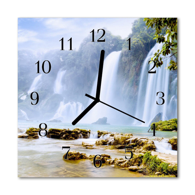 Tulup Glass Wall Clock Kitchen Clocks 30x30 cm Mountains Lake Blue Green