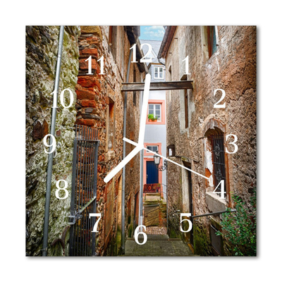 Glass Wall Clock Alley Architecture Multi-Coloured