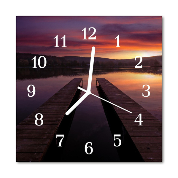 Glass Wall Clock Sunset Nature Multi-Coloured