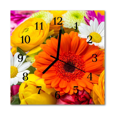 Glass Wall Clock Flowers flowers multi-coloured