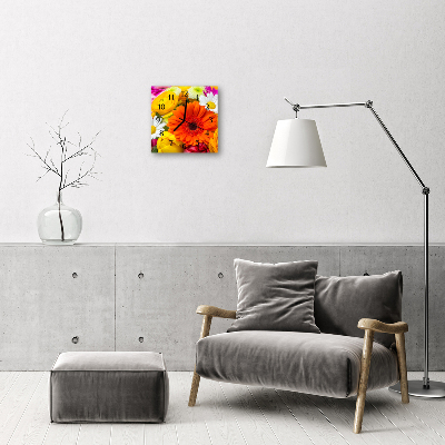 Glass Wall Clock Flowers flowers multi-coloured