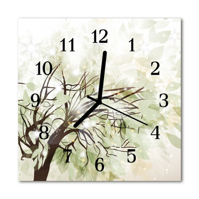 Glass Wall Clock Tree tree green