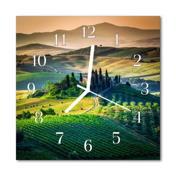 Glass Wall Clock Landscape Landscape Green