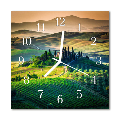 Glass Wall Clock Landscape Landscape Green