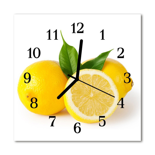 Glass Wall Clock Lemons fruit yellow