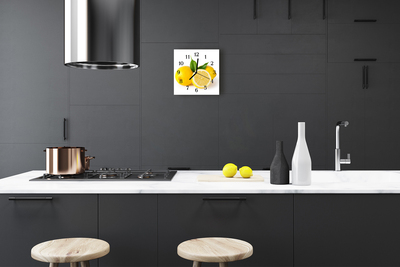 Glass Wall Clock Lemons fruit yellow