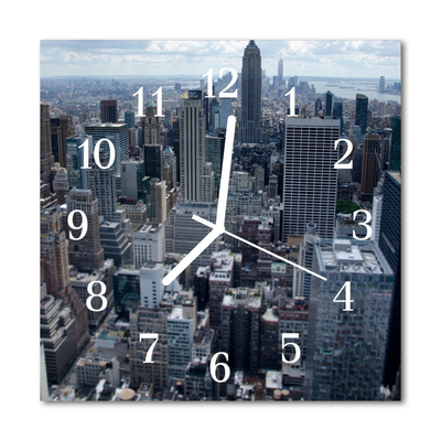 Glass Wall Clock Skyline Beverages Grey