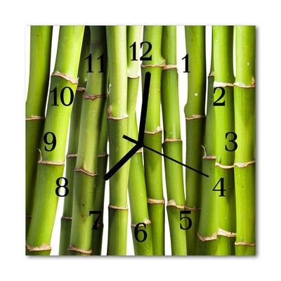 Glass Wall Clock Bamboos bamboo green