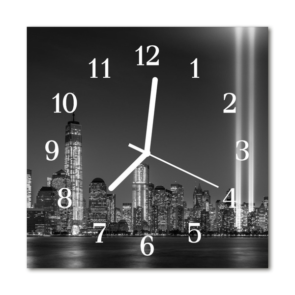 Glass Wall Clock Skyline Beverages Black