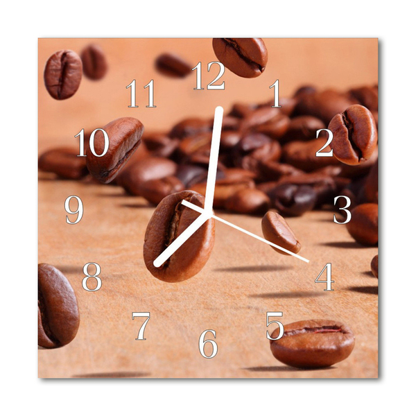 Glass Wall Clock Coffee Beans Food and Drinks Brown