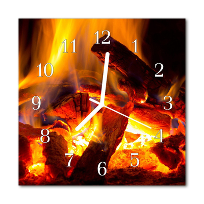 Glass Wall Clock Fire Fire Yellow