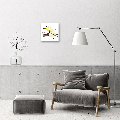 Glass Wall Clock Orchid vanilla flowers vanilla yellow