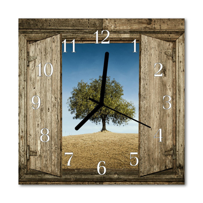 Glass Wall Clock Tree Tree Brown