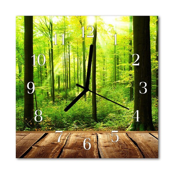 Glass Wall Clock Forest Forest Green