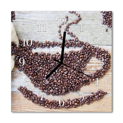 Glass Wall Clock Coffee Beans Food and Drinks Brown