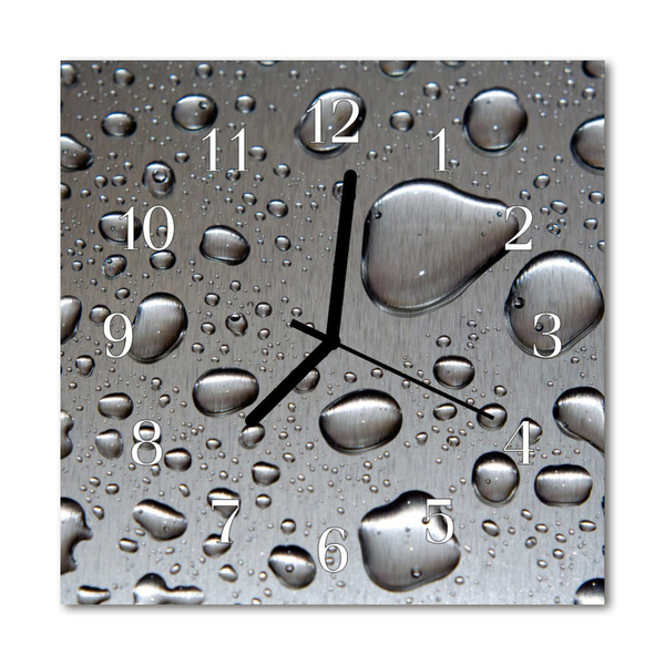 Glass Wall Clock Drops Nature Grey