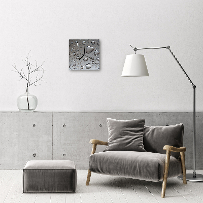 Glass Wall Clock Drops Nature Grey