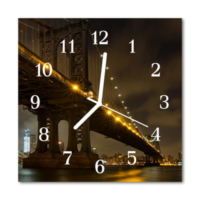 Glass Wall Clock Bridge Night Architecture Night Black