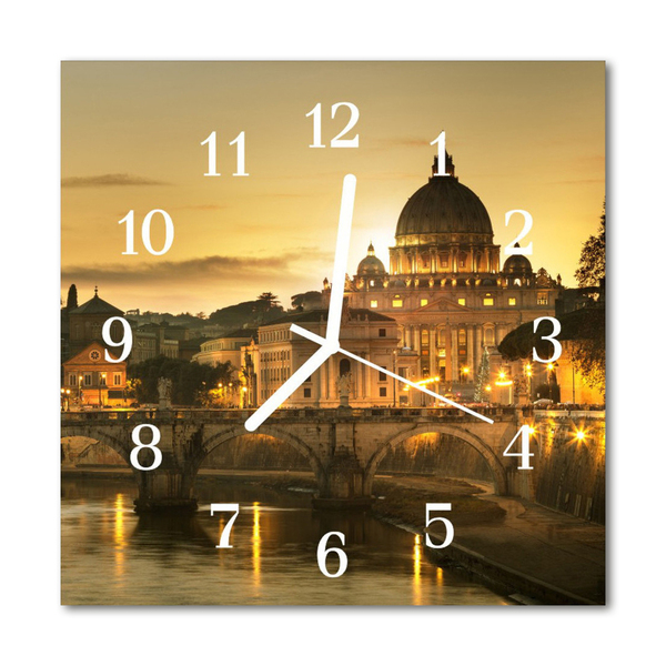 Glass Wall Clock Basilica Architecture Brown