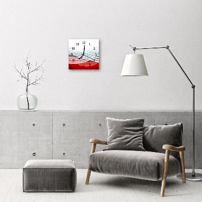 Glass Wall Clock Abstract abstract art red