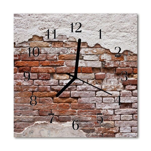 Glass Wall Clock Brick architecture red