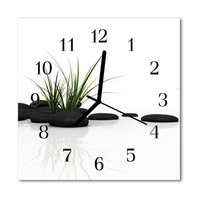 Glass Wall Clock Stones stones black