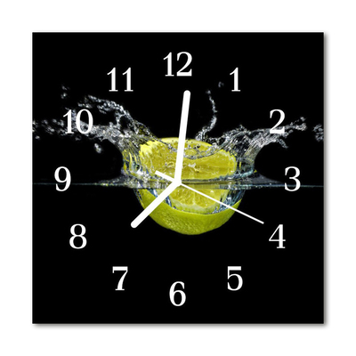 Glass Wall Clock Lemon Fruit Yellow