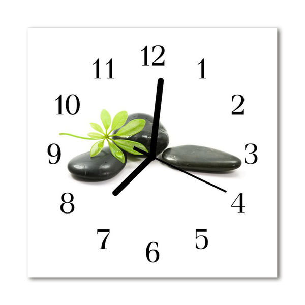 Glass Wall Clock Stones stones black