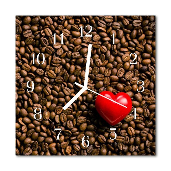 Glass Wall Clock Coffee Beans Food and Drinks Brown