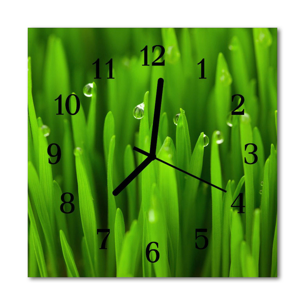 Glass Wall Clock Grass dew grass dew green