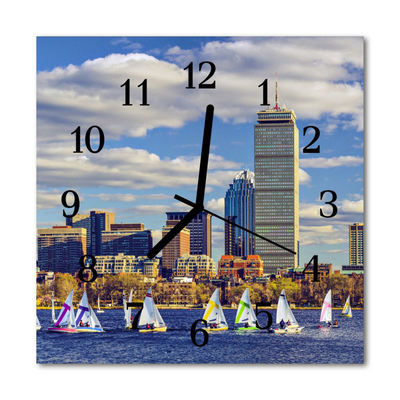 Glass Wall Clock Sailboats vehicles multi-coloured