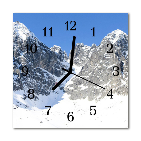 Glass Wall Clock Mountains winter mountains winter white