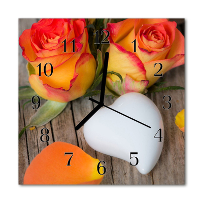 Glass Wall Clock Heart heart white