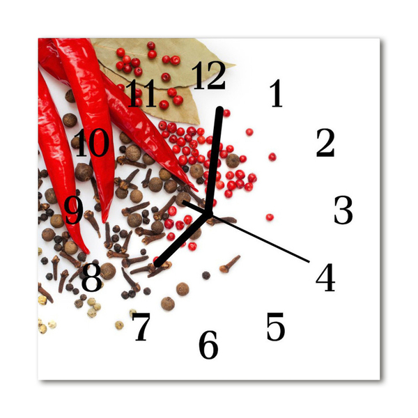 Glass Wall Clock Chili chili red