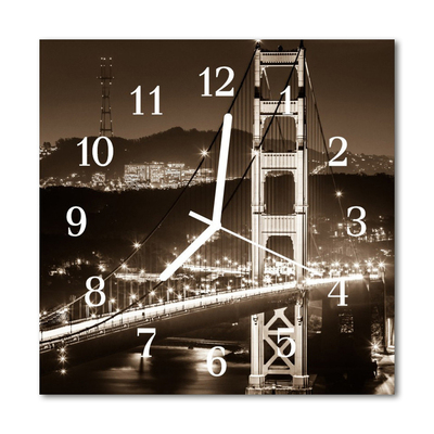 Glass Wall Clock Bridge Architecture Brown