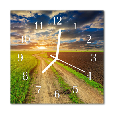 Glass Wall Clock Field Field Green