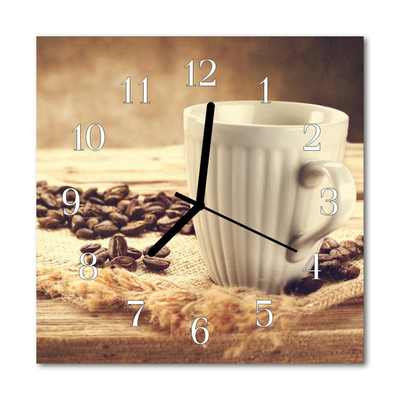 Glass Wall Clock Coffee Food and Drinks Brown