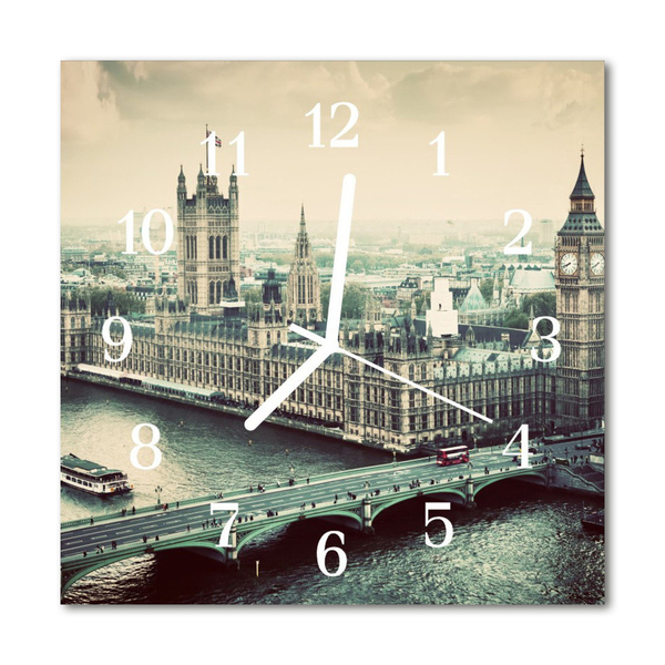 Glass Wall Clock London Beverages Grey