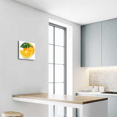 Glass Wall Clock Oranges Fruit Orange