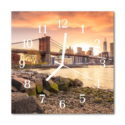 Glass Wall Clock Bridge City Architecture City Orange