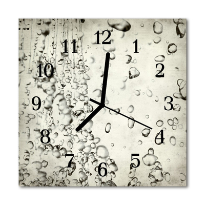 Glass Wall Clock Drops nature grey