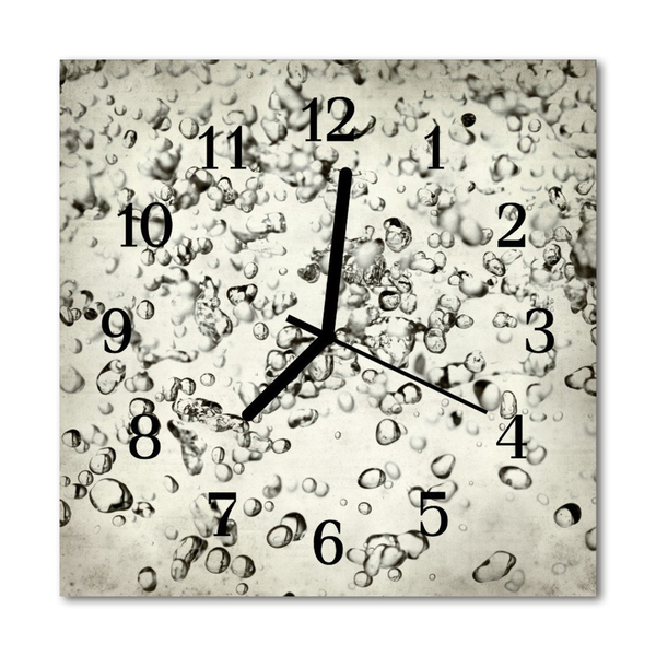 Glass Wall Clock Drops nature grey