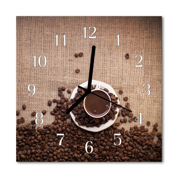 Glass Wall Clock Coffee Beans Food and Drinks Brown