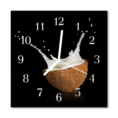 Glass Wall Clock Coconut Food and Drinks White