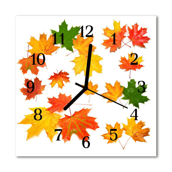 Glass Wall Clock Leaves nature orange