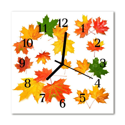 Glass Wall Clock Leaves nature orange